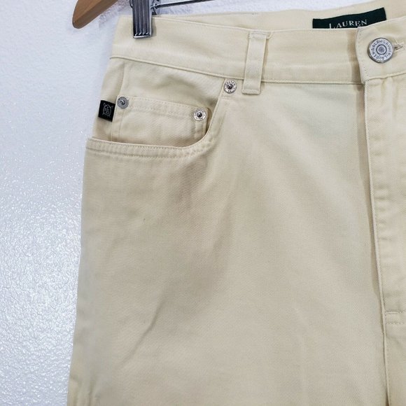 Lauren Ralph Lauren Womens Jeans Cropped‎ Soft yellow Size 8 High Waist Capri - Picture 5 of 10